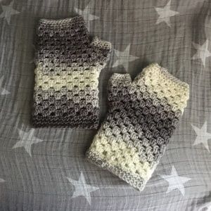 Handmade Grey and White Handwarmers
